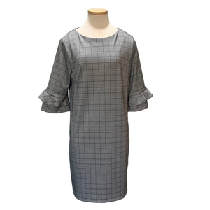 Banana Republic sz 12 black and white patterned dress w/3/4 sleeves NWT